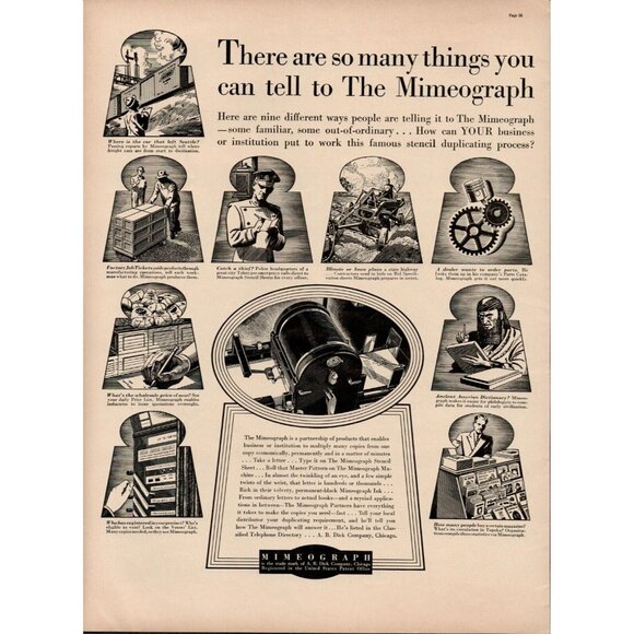 Mimeograph Other - 1939 Mimeograph Vintage Print Ad (L10)